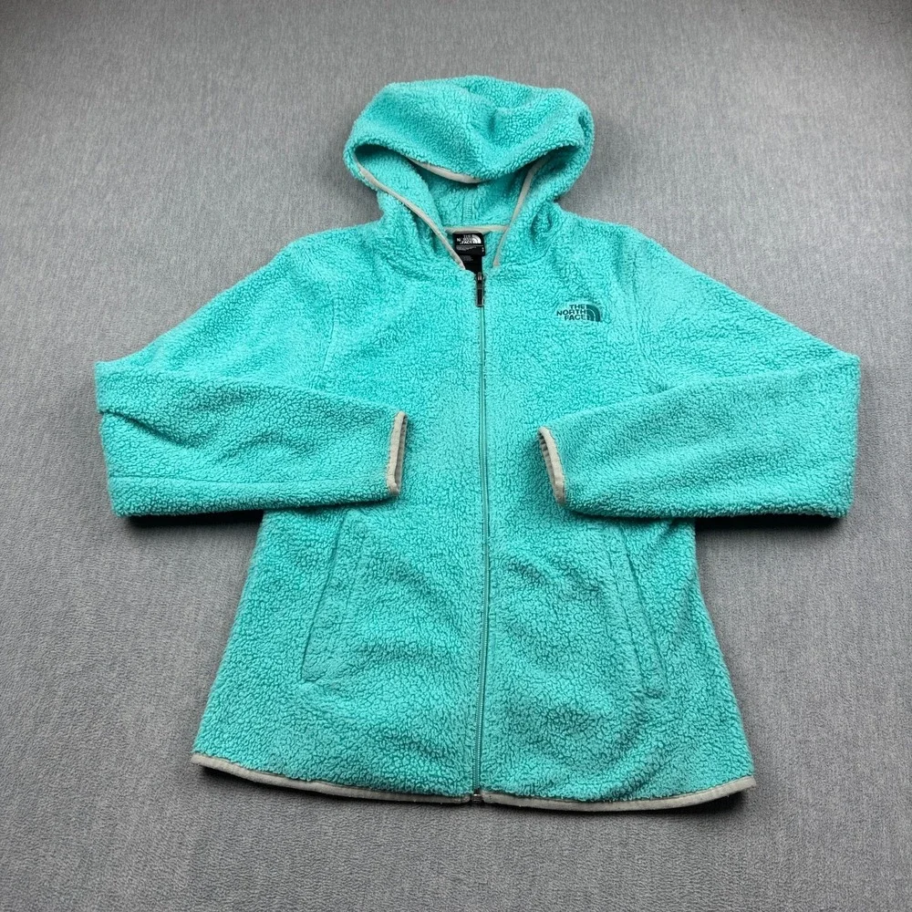 The North Face Jacket Womens Small Blue Small Teddy Fleece Full Zip Hood Pockets